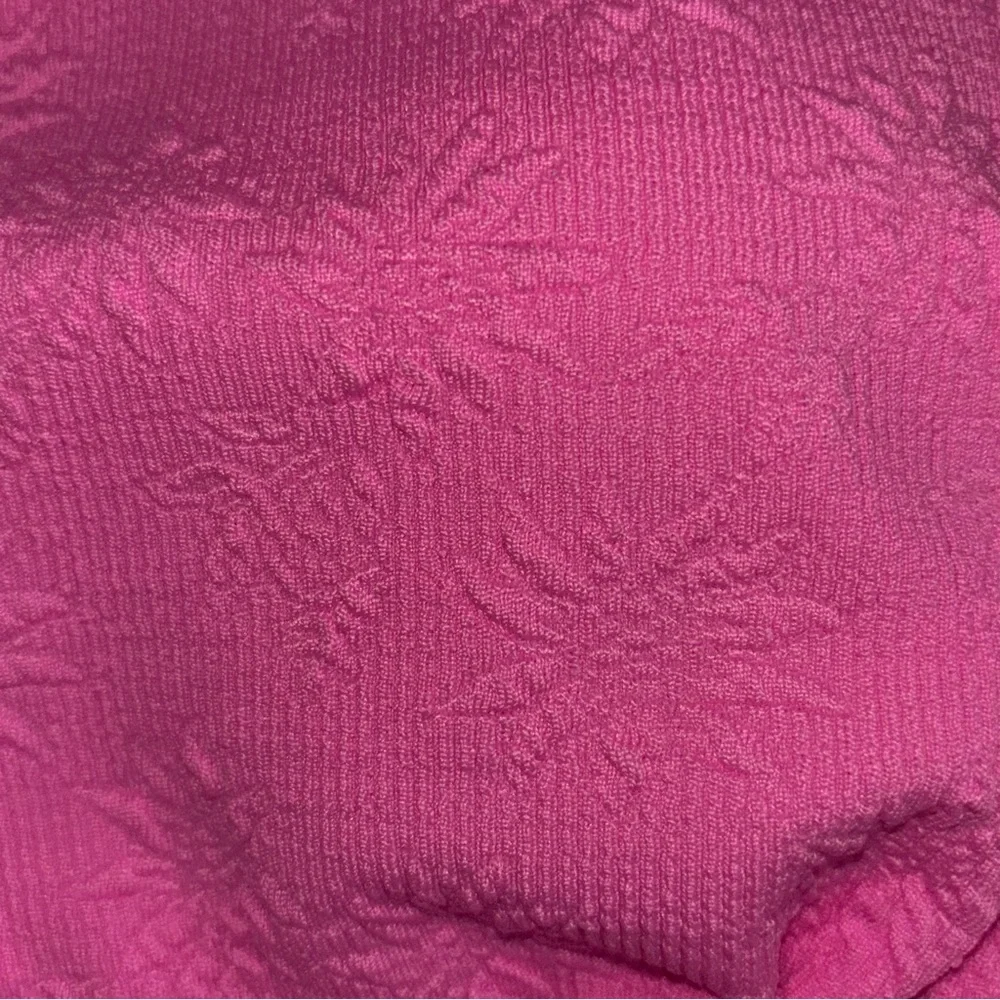 Jessica Simpson NEW one shoulder daisy textured hot pink bikini top size Large